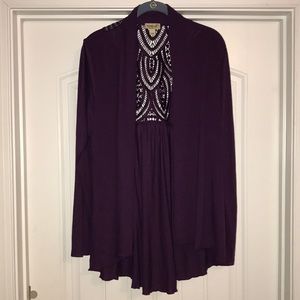 Purple lace back shawl/cardigan